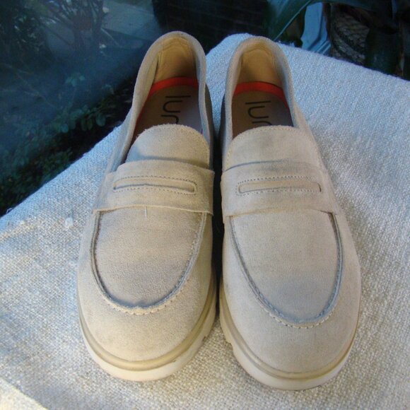 lunita imported from Spain beige cream suede leather chunky loafers, S 8.5 - Picture 10 of 10